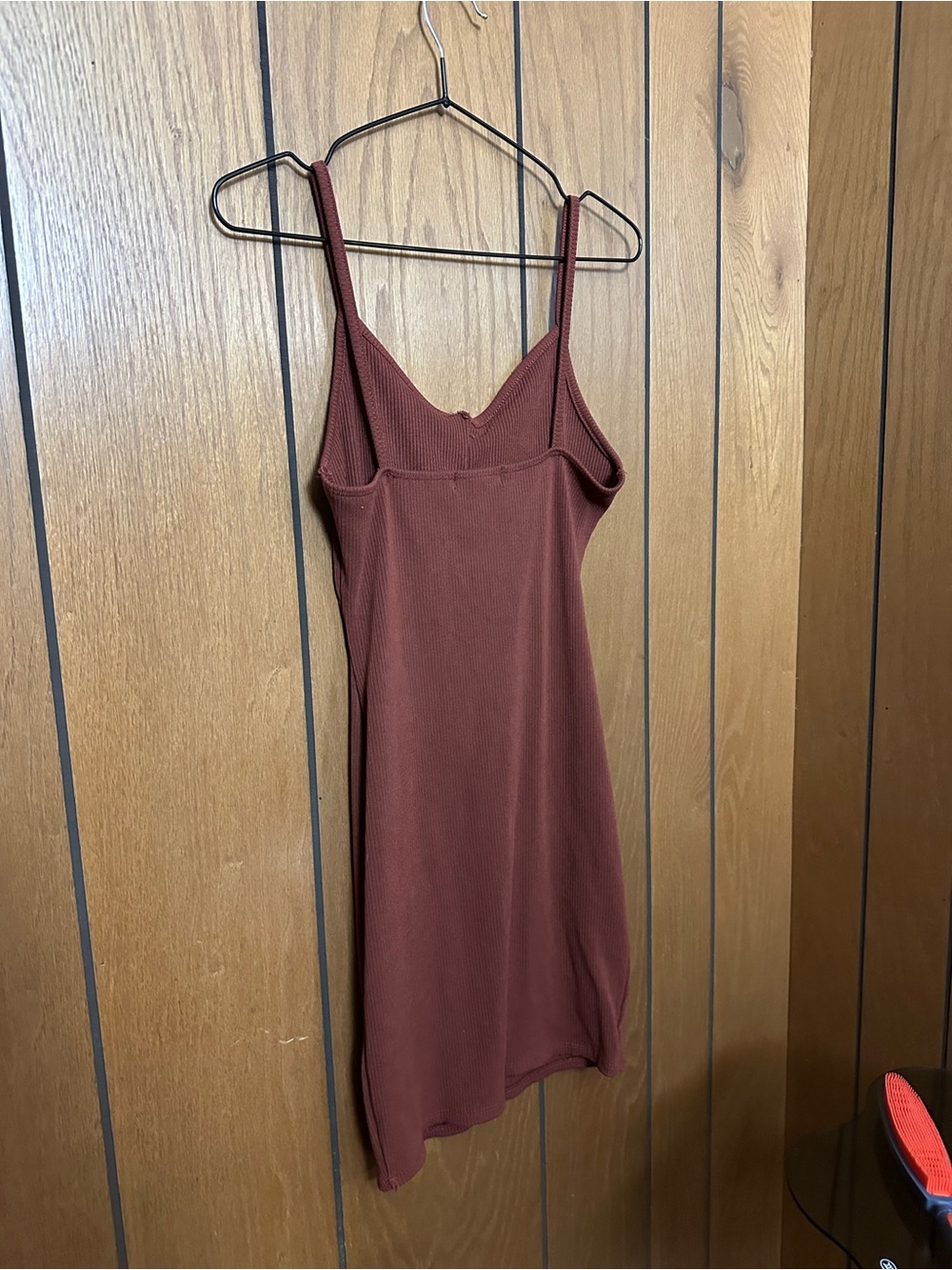 Rust Mini Slip Dress with Button Front - Picture 3 of 4